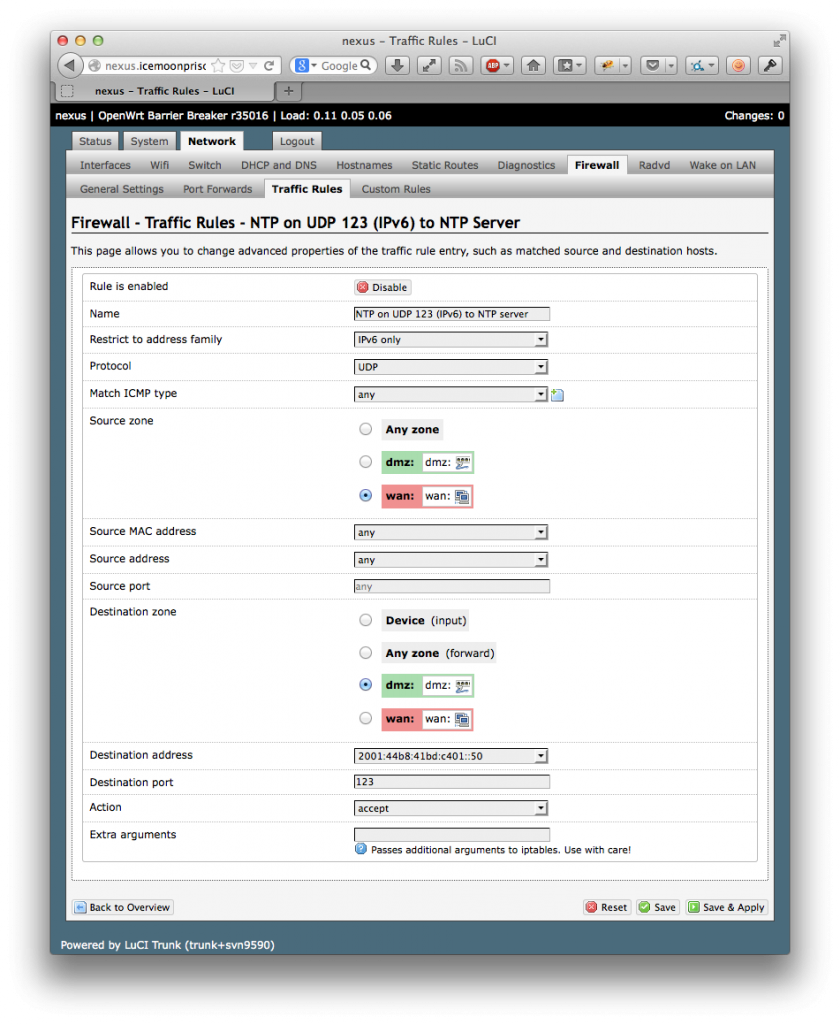 Firewall configuration