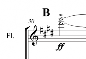 Treble clef of bar 30 of Morning Mood.